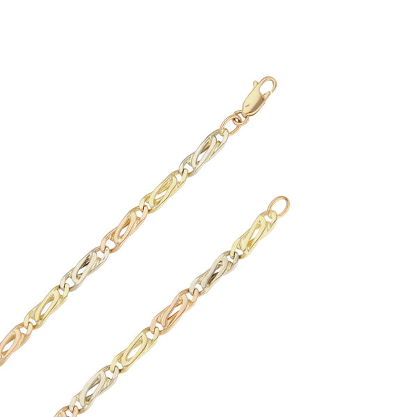 Collar eslabón nudo egipcio en oro dos tonos 14 kilates.