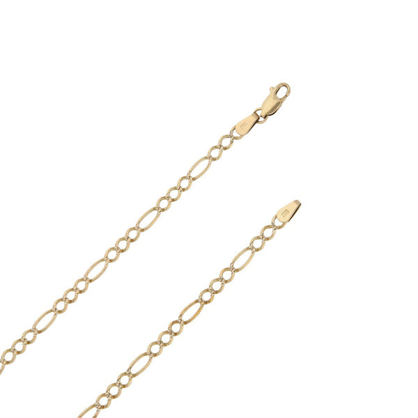 Collar de tres eslabones por uno y crucifijo calado en oro dos tonos 14 kilates.