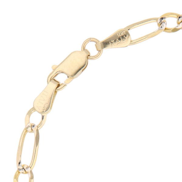 Pulsera de tres eslabones por uno platinados en oro amarillo 14 kilates.