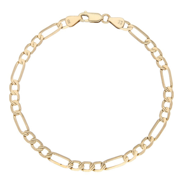 Pulsera de tres eslabones por uno en oro amarillo 14 kilates.