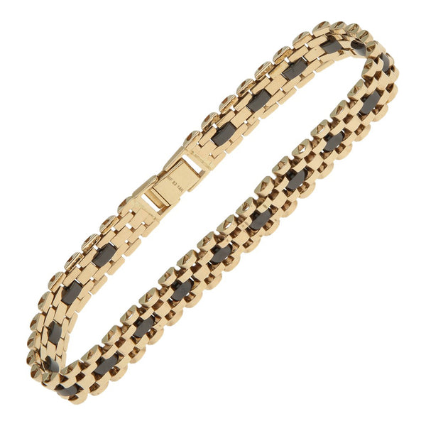 Pulsera eslabón articulado con aplicaciones de cerámica en oro amarillo 14 kilates