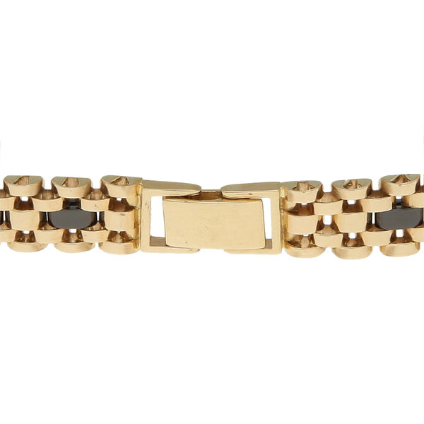 Pulsera eslabón articulado con aplicaciones de cerámica en oro amarillo 14 kilates
