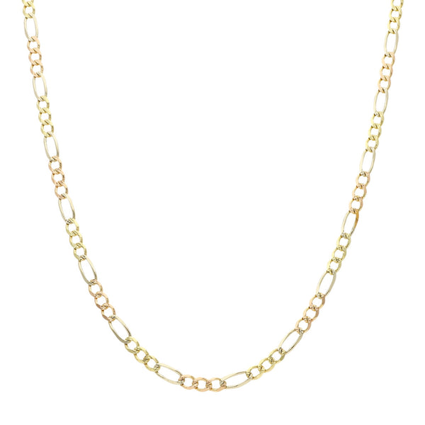 Collar de tres eslabones por uno en oro tres tonos 14 kilates.