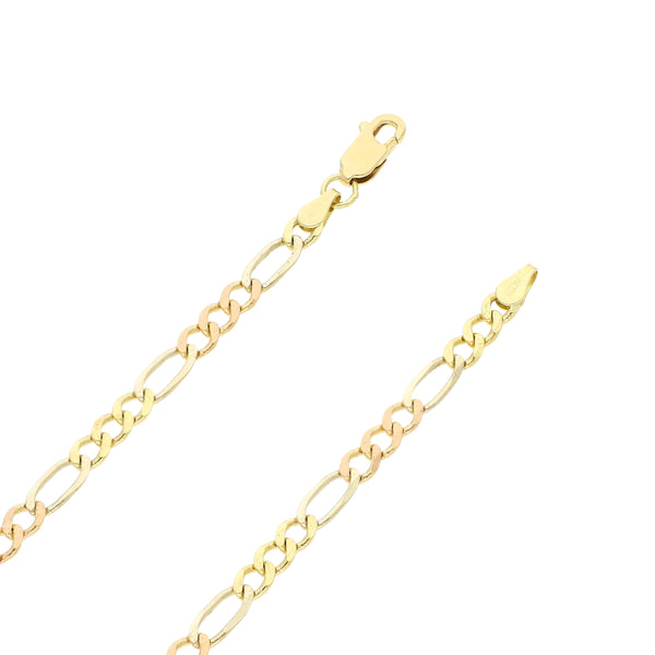 Collar de tres eslabones por uno en oro tres tonos 14 kilates.