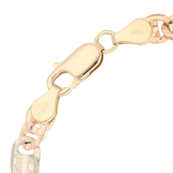 Pulsera eslabón combinado en oro tres tonos 14 kilates.