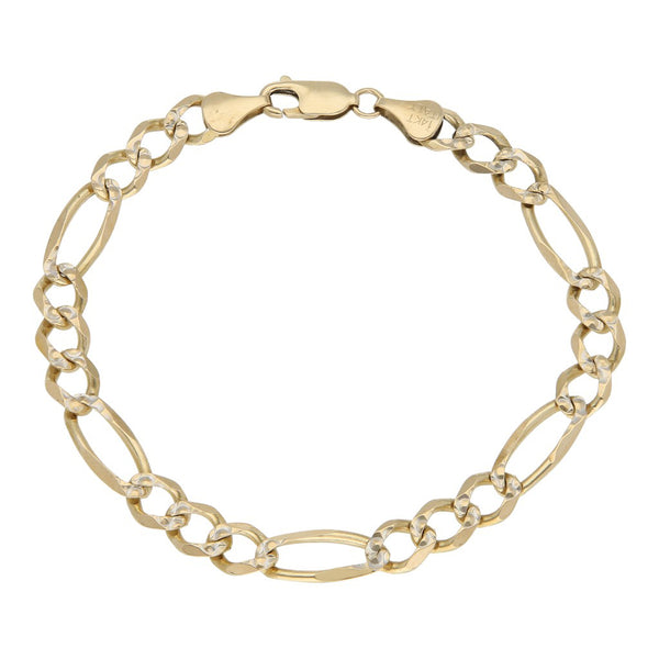 Pulsera de tres eslabones por uno en oro amarillo 14 kilates.