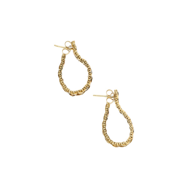 Broqueles boleados en oro tres tonos 14 kilates.