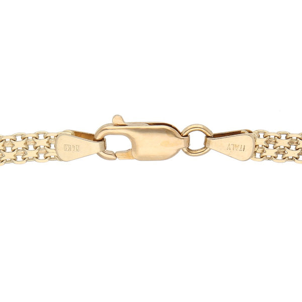 Pulsera eslabón combinado en oro tres tonos 14 kilates.