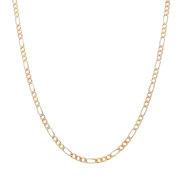 Collar de tres eslabones por uno en oro tres tonos 14 kilates.