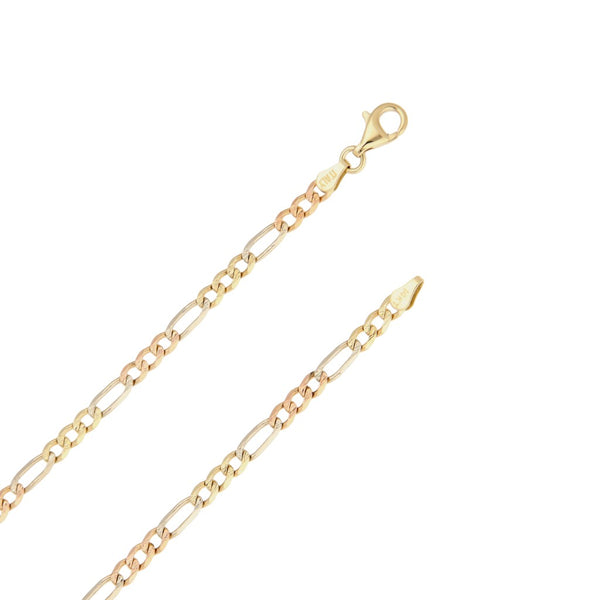 Collar de tres eslabones por uno en oro tres tonos 14 kilates.