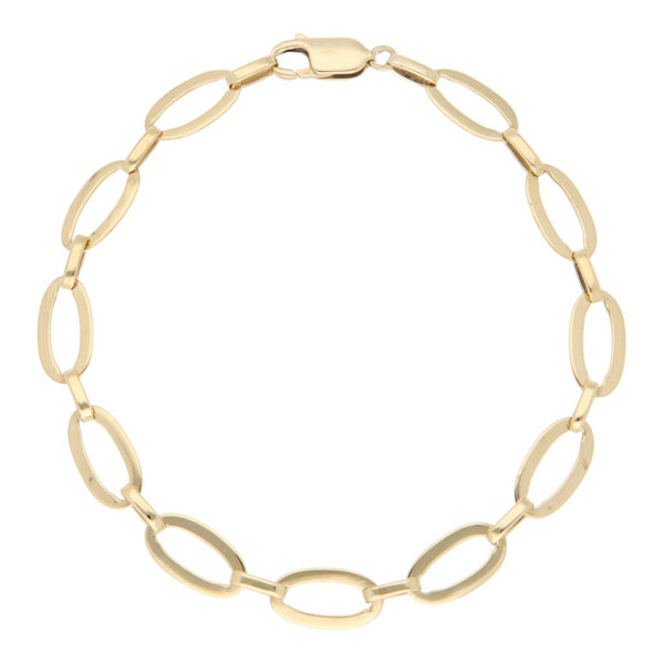Pulsera eslabón laminado en oro amarillo 14 kilates.