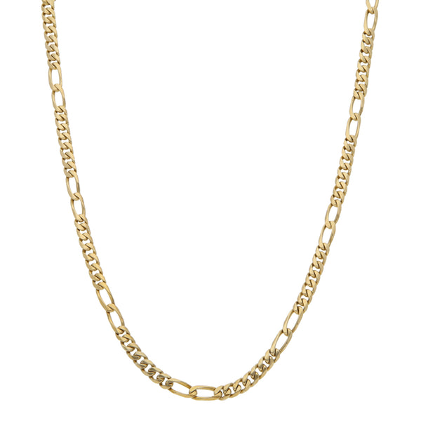 Collar de siete eslabones por dos en oro amarillo 14 kilates.