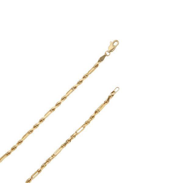Collar eslabón combinado y dije liso motivo estrella en oro dos tonos 14 kilates.