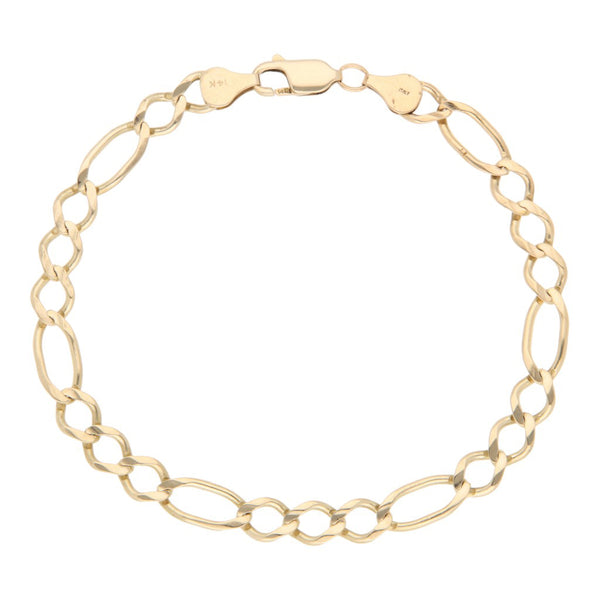 Pulsera de tres eslabones por uno en oro amarillo 14 kilates.