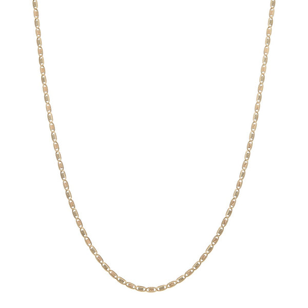 Collar eslabón nudo marino en oro tres tonos 14 kilates.