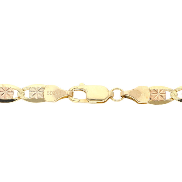Pulsera eslabón nudo marino en oro tres tonos 14 kilates.
