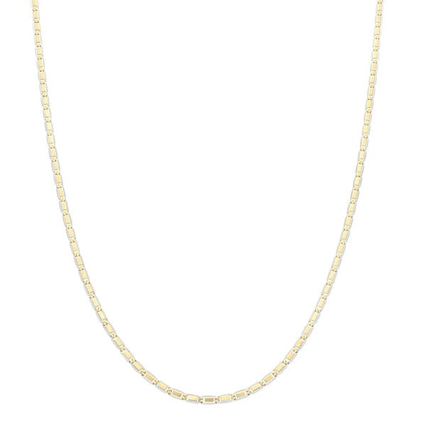 Collar eslabón nudo marino platinado en oro amarillo 14 kilates.