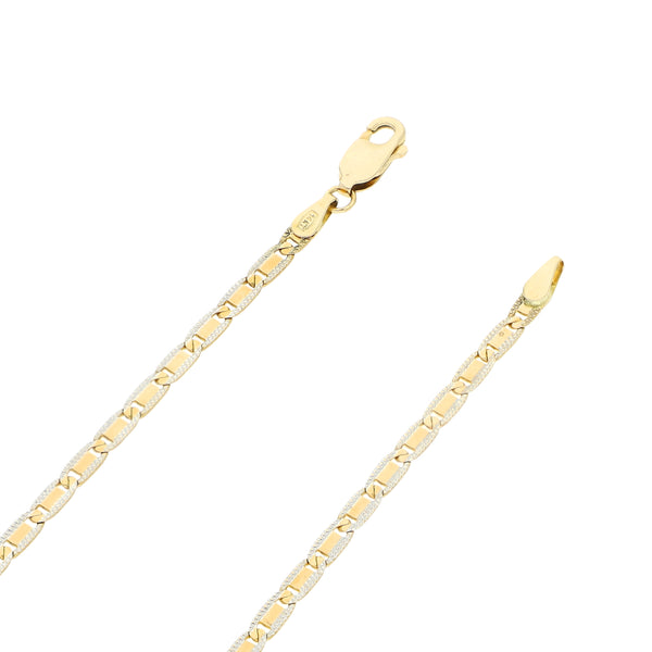 Collar eslabón nudo marino platinado en oro amarillo 14 kilates.
