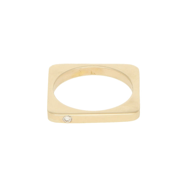 Anillo diseño especial con diamante en oro blanco 14 kilates.
