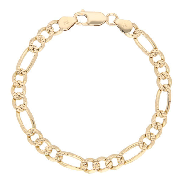 Pulsera de tres eslabones por uno en oro amarillo 14 kilates.