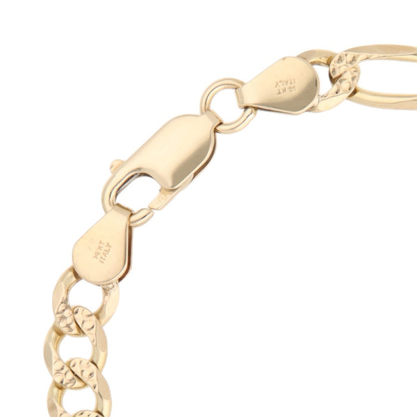 Pulsera de tres eslabones por uno en oro amarillo 14 kilates.