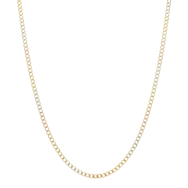 Collar eslabón encontrado en oro tres tonos 14 kilates.