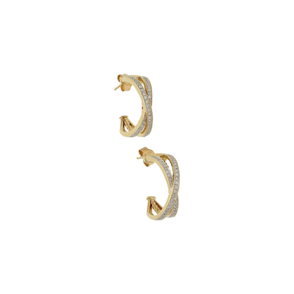 Broqueles estilizados con diamantes en oro amarillo 14 kilates.