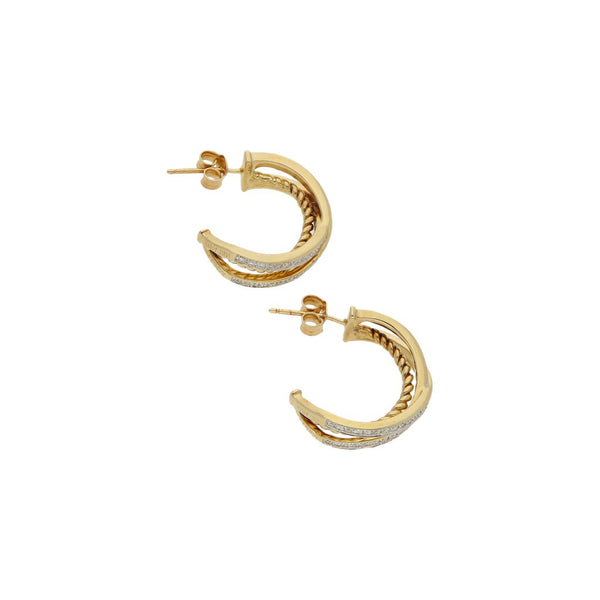 Broqueles estilizados con diamantes en oro amarillo 14 kilates.