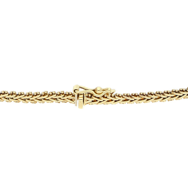 Pulsera eslabón boleado en oro tres tonos 14 kilates.