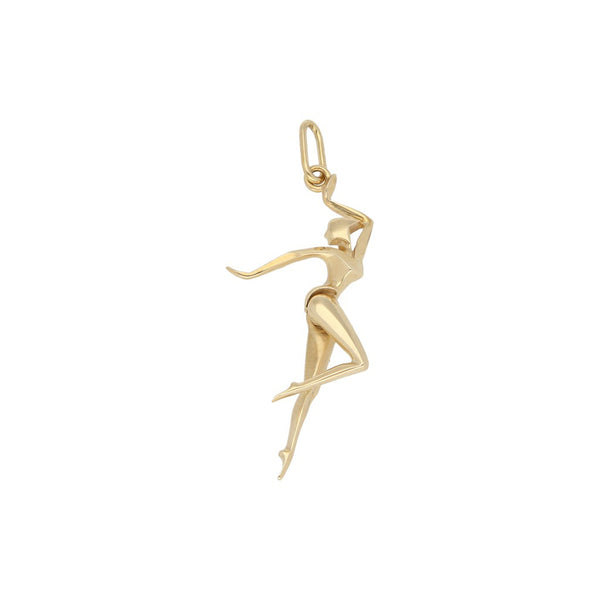 Dije articulado motivo bailarina en oro amarillo 14 kilates.