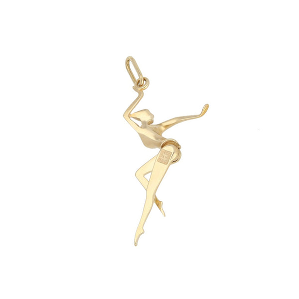 Dije articulado motivo bailarina en oro amarillo 14 kilates.