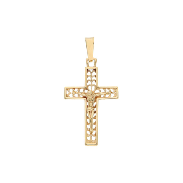 Crucifijo calado en oro amarillo 14 kilates.