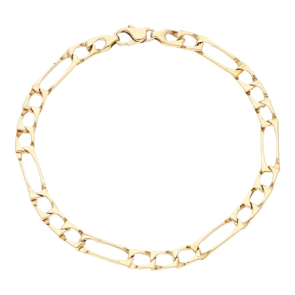 Pulsera de tres eslabones por uno en oro rosa 14 kilates.
