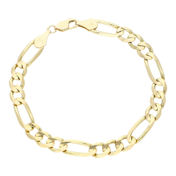 Pulsera de tres eslabones por uno en oro amarillo 14 kilates.