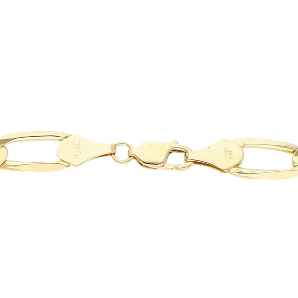 Pulsera de tres eslabones por uno en oro amarillo 14 kilates.