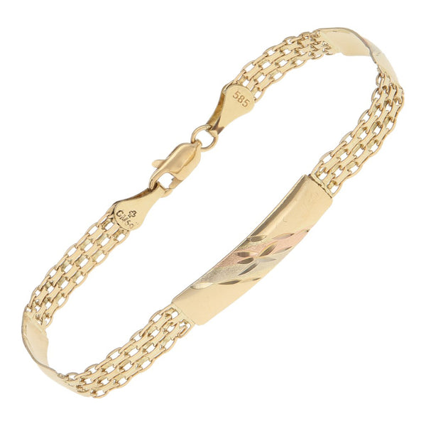 Pulsera eslabón combinado en oro amarillo 14 kilates.