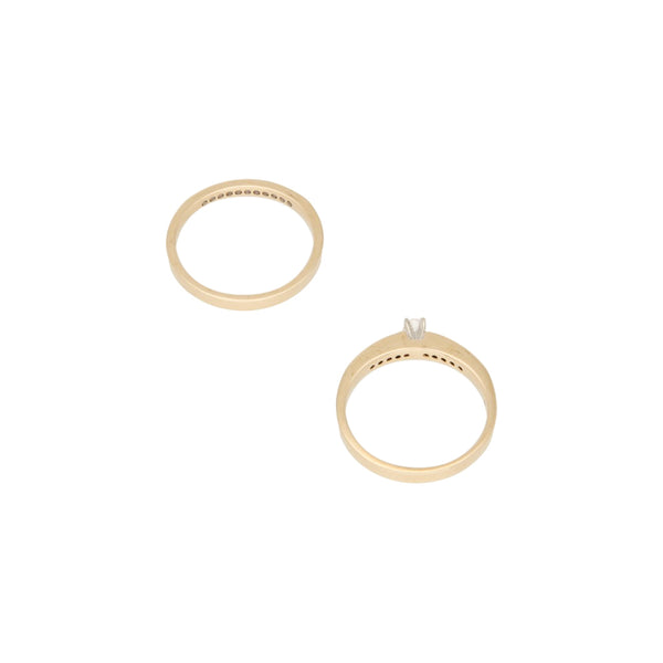 Dos anillos churumbela y anillo de compromiso con diamantes en oro amarillo 14 kilates.
