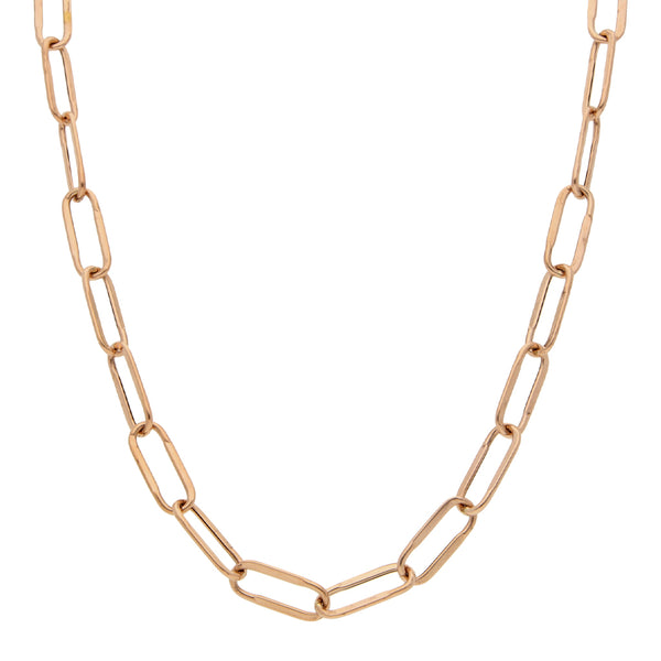 Collar eslabón cruzado en oro rosa 14 kilates.