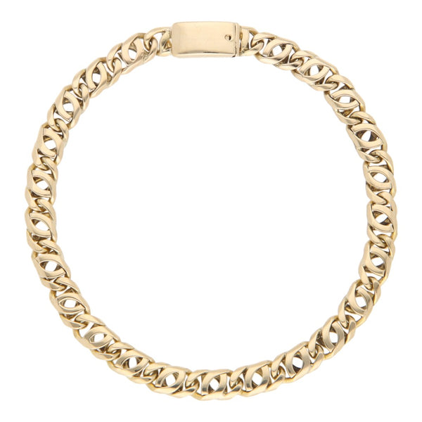 Pulsera eslabón nudo egipcio en oro amarillo 14 kilates.