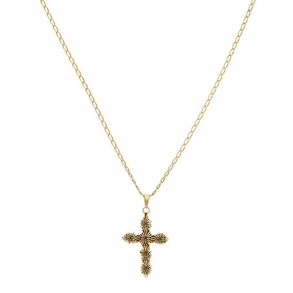 Collar eslabón encontrado y cruz diseño especial en oro amarillo 14 kilates.
