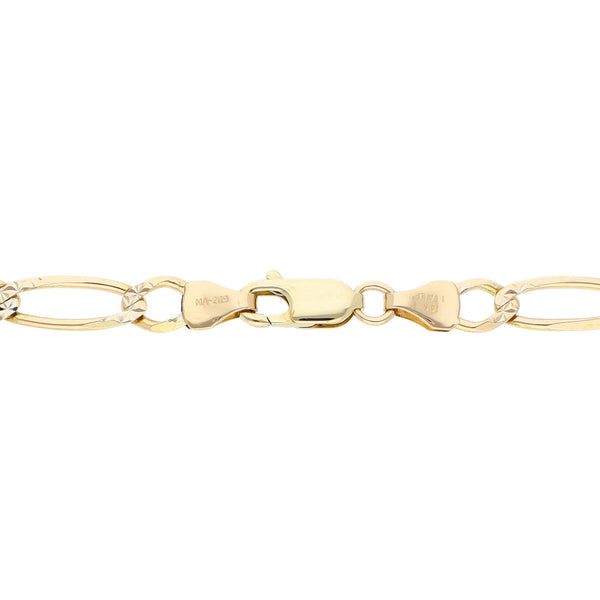 Pulsera de tres eslabones por uno platinados en oro amarillo 14 kilates.