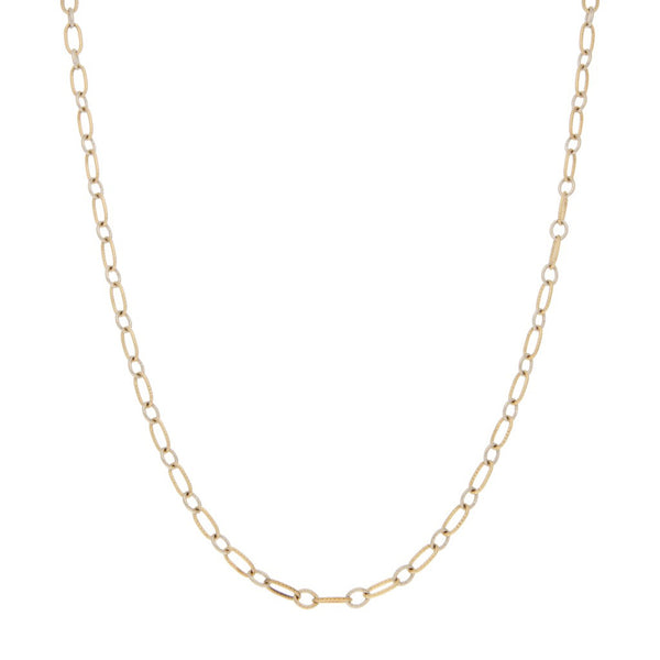 Collar eslabón cruzado en oro dos tonos 14 kilates.