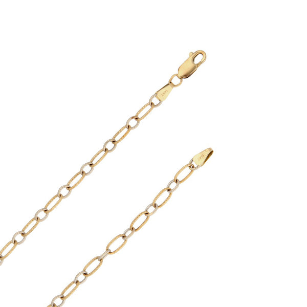 Collar eslabón cruzado en oro dos tonos 14 kilates.