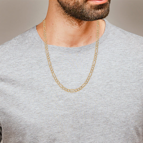 Collar de tres eslabones por uno en oro amarillo 14 kilates.