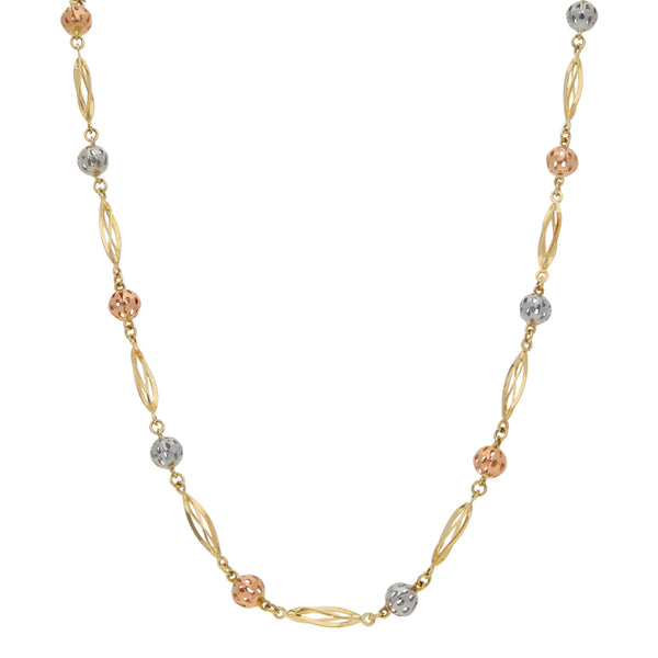Collar eslabón calado en oro tres tonos 14 kilates.