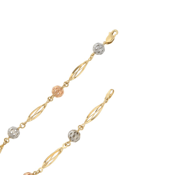 Collar eslabón calado en oro tres tonos 14 kilates.