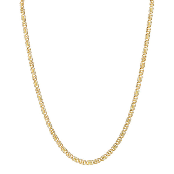 Collar eslabón nudo marino platinado en oro amarillo 14 kilates.