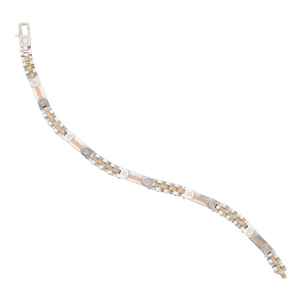 Pulsera eslabón articulado en oro blanco 14 kilates.