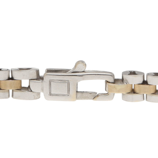 Pulsera eslabón articulado en oro blanco 14 kilates.