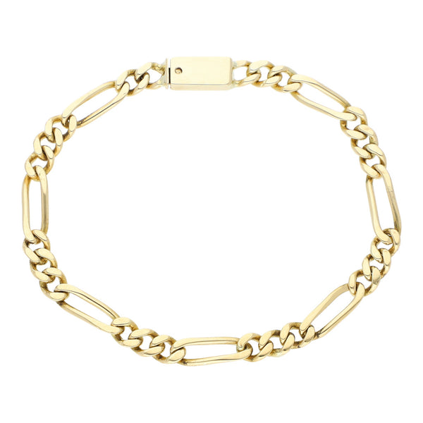 Pulsera de tres eslabones por uno en oro amarillo 14 kilates.
